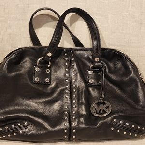 Michael Kors black leather doctor bag with silver studs
